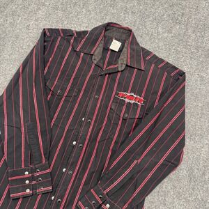 PBR Dress Shirt Men's Small Button Up Striped Cotton Blend Grunge Red/Black Y2K